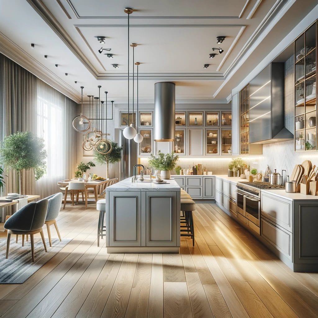 DALL·E 2024 06 05 13.23.05 A realistic photorealistic image of a beautifully redesigned kitchen. The kitchen features modern appliances sleek countertops stylish cabinetry a